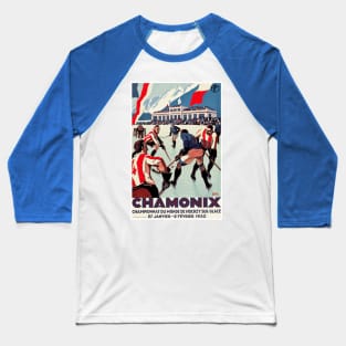 1930 Ice Hockey World Championship, Chamonix, France - Vintage Poster Baseball T-Shirt